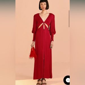 BNWT FARM RIO RED CUT OUT LONG SLEEVE LENZING ECOVERA VISCOSE MAXI DRESS